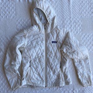 Women's Patagonia Diamond Quilted Nano Puff Puffer Jacket Hoodie White Small